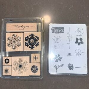 Qty 16 Stampin Up! Floral Craft Wood Mounted Rubber Stamps